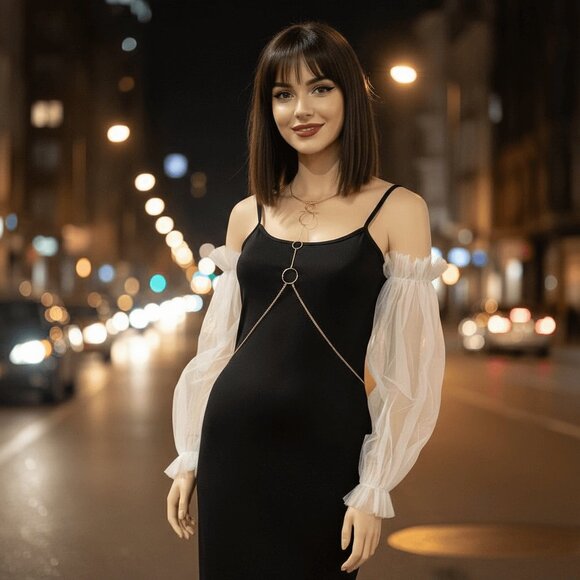 White Tulle Long Puff Sleeve Arm Covers - NEW - Picture 3 of 3